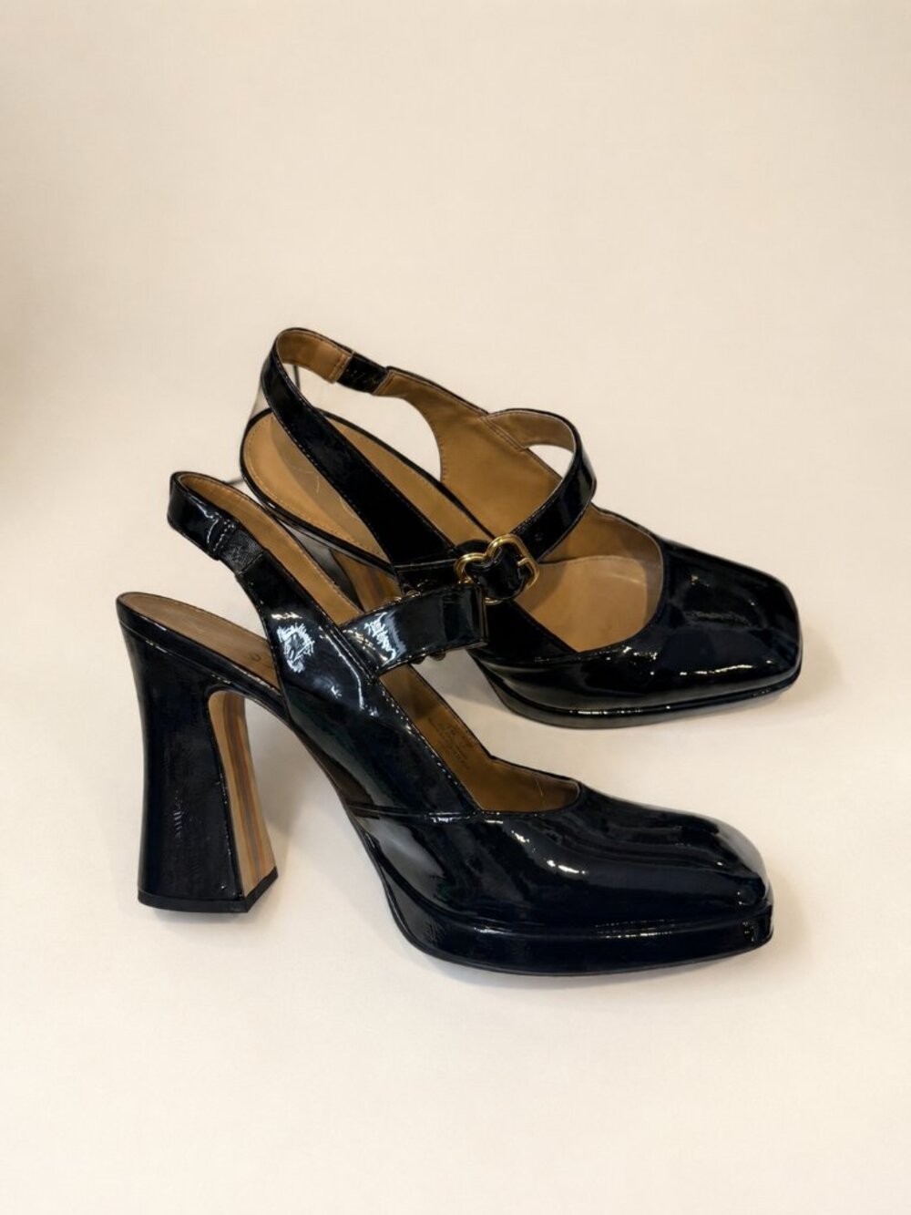 Sam Edelman Black Patent Mary Jane Pumps Size 12 | Block Heel Slingback